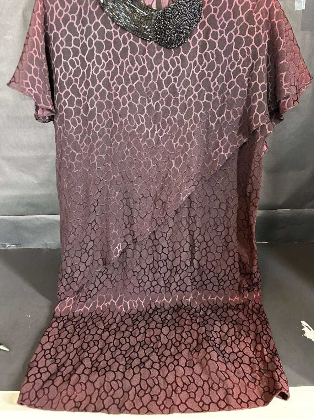 AJ Bari Beaded Collar Silk Vintage Dress
